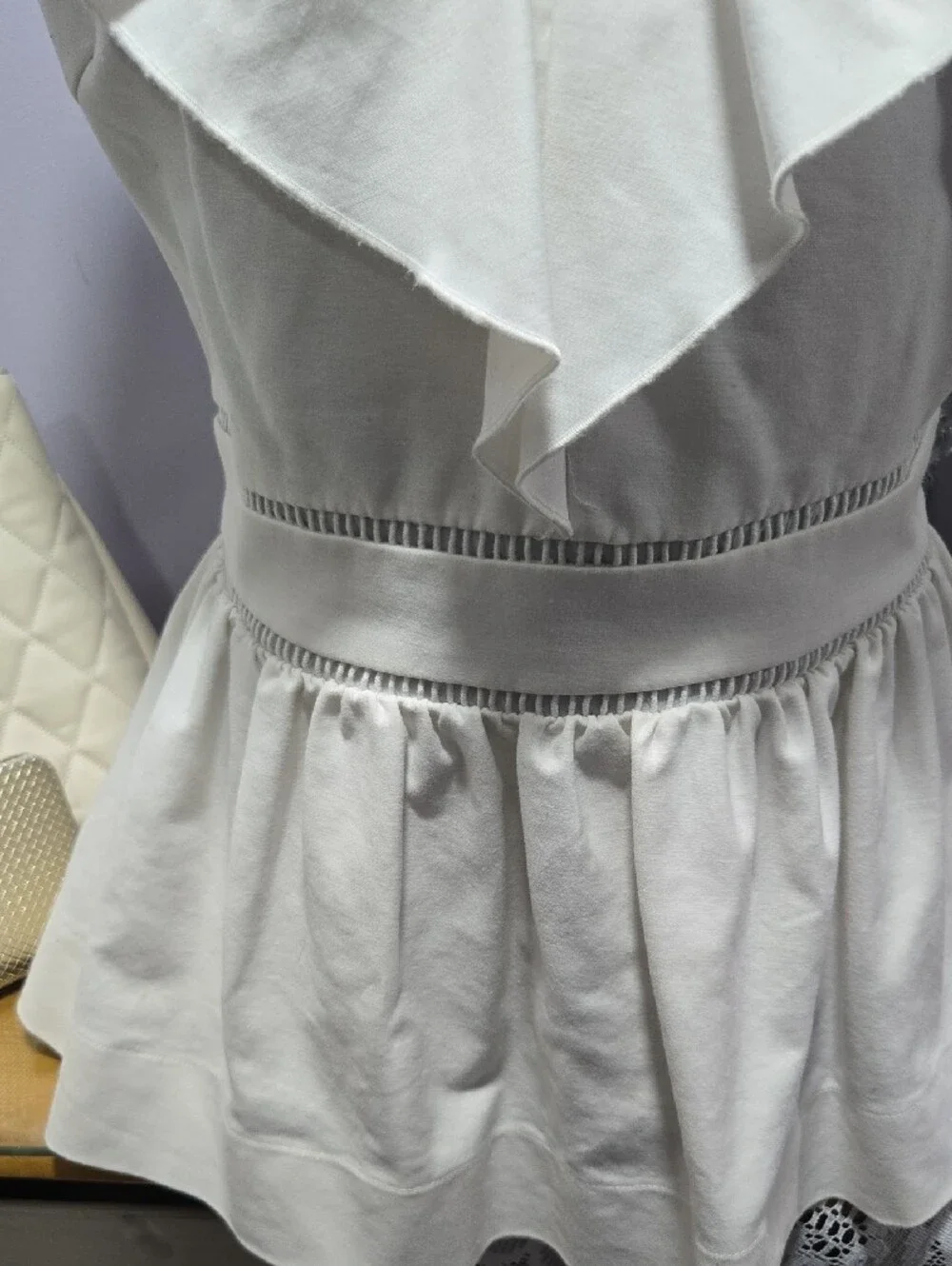 kate spade Cream Ruffle V-Neck Peplum Camisole